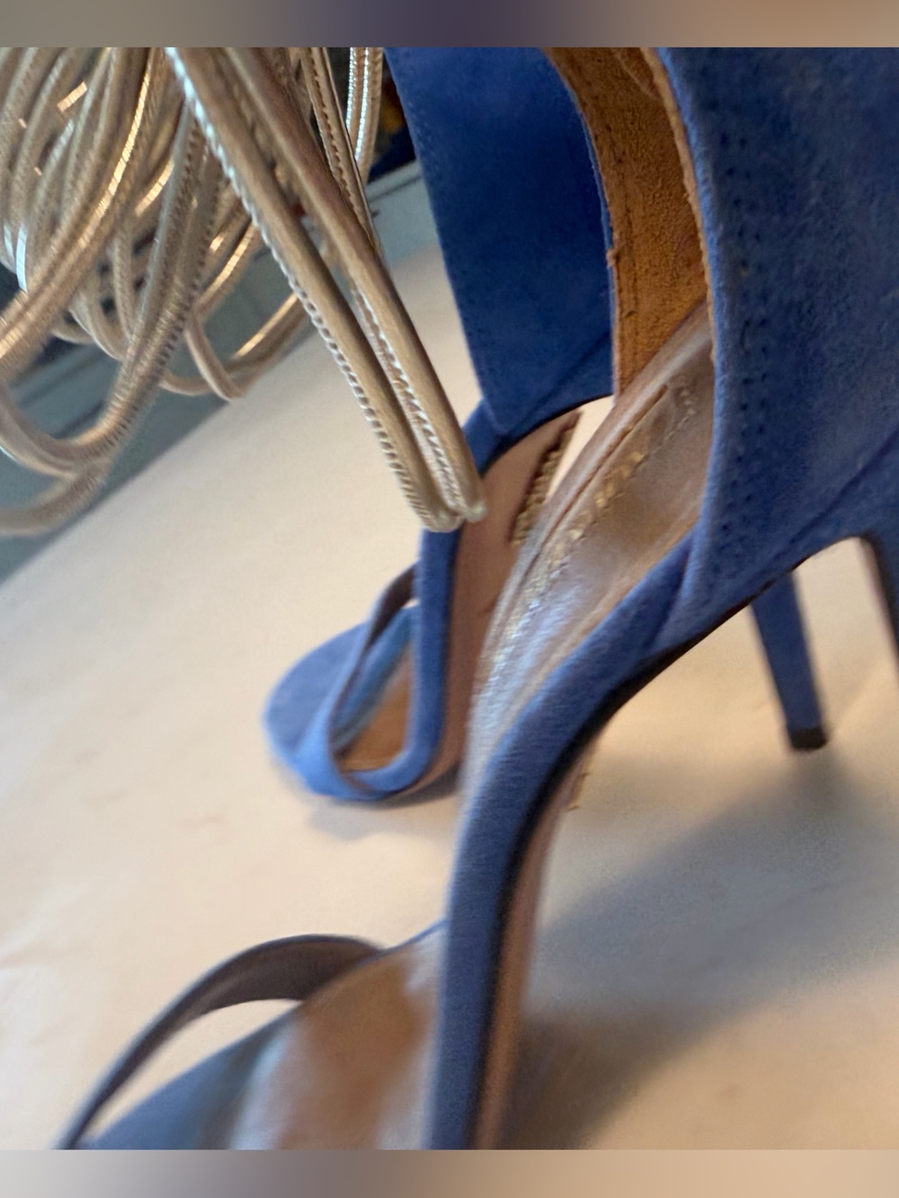 Aquazzura Blue Suede Stiletto Sandals - Picture 3 of 5